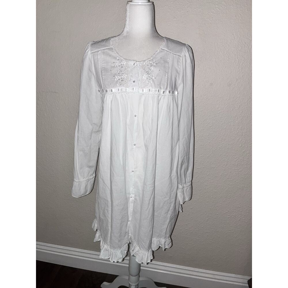 Victoria's Secret Eyelet White See Thru Short Nightgown M Night Shirt Cotton